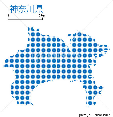 神奈川県の詳細地図関東地方 都道府県別ドット表現の地図のイラスト ベクターデータのイラスト素材