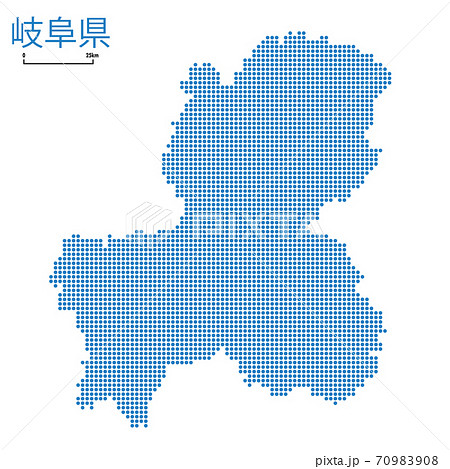 岐阜県の詳細地図中部地方 都道府県別ドット表現の地図のイラスト ベクターデータのイラスト素材