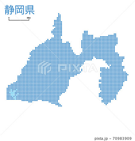 静岡県の詳細地図中部地方 都道府県別ドット表現の地図のイラスト ベクターデータのイラスト素材