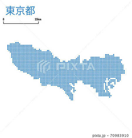 東京都の詳細地図関東地方 都道府県別ドット表現の地図のイラスト ベクターデータのイラスト素材