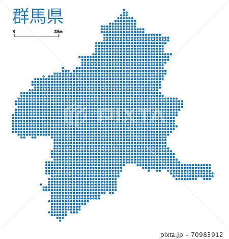 群馬県の詳細地図関東地方｜都道府県別ドット表現の地図のイラスト　ベクターデータ
