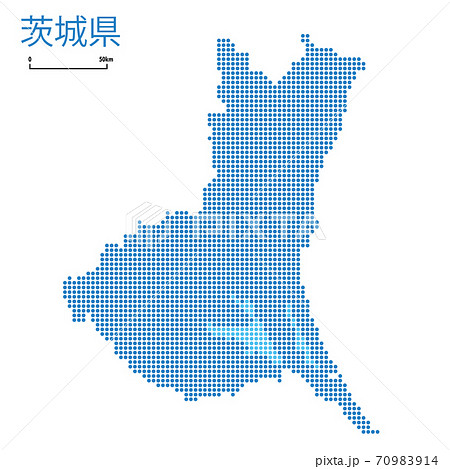 茨城県の詳細地図関東地方｜都道府県別ドット表現の地図のイラスト　ベクターデータ