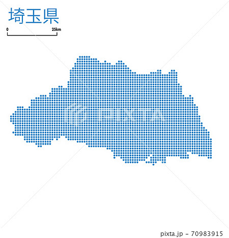 埼玉県の詳細地図関東地方｜都道府県別ドット表現の地図のイラスト　ベクターデータ 70983915