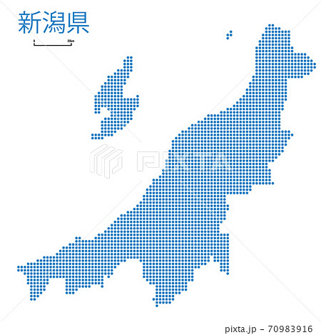 新潟県の詳細地図中部地方 都道府県別ドット表現の地図のイラスト ベクターデータのイラスト素材