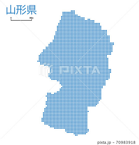 山形県の詳細地図東北地方 都道府県別ドット表現の地図のイラスト ベクターデータのイラスト素材