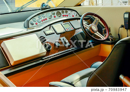 Control of a modern yacht, in the captain's cabin Control of a modern yacht, in the captain's cabin 70983947