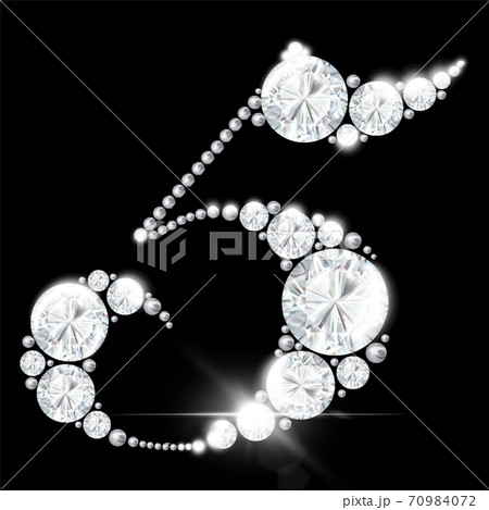 diamond numbers from rock crystal alphabet on a black background 70984072
