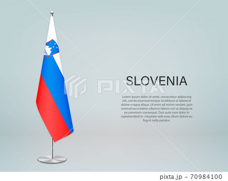 Slovenia hanging flag on stand. Template forconference banner Slovenia hanging flag on stand. Template forconference banner 70984100