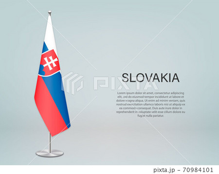Slovakia hanging flag on stand. Template forconference banner Slovakia hanging flag on stand. Template forconference banner 70984101