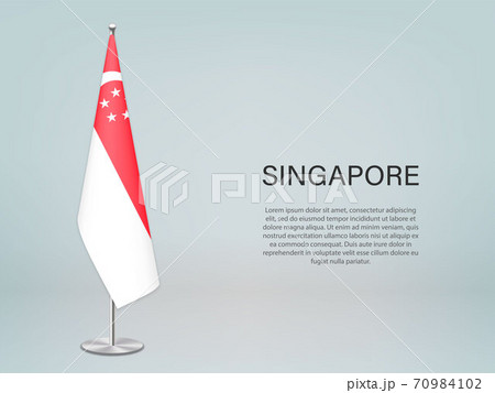 Singapore hanging flag on stand. Template forconference banner 70984102