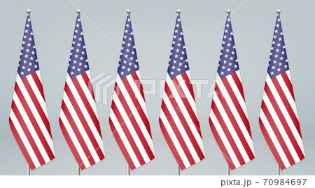 United States hanging flag on stand. Politic conference backgrou 70984697