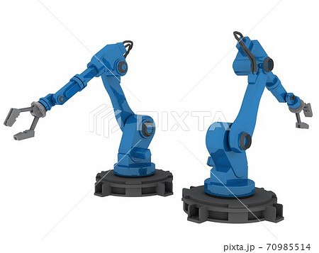 工場や倉庫で使われる青色の産業ロボットのイラスト素材