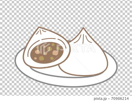 Meat bun on a plate 70986214