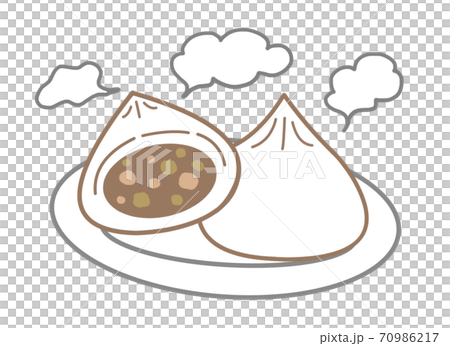 Warm meat bun on a plate 70986217