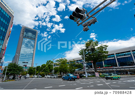 郡山駅前 町並み 青空 郡山駅前 町並み 青空 70988428