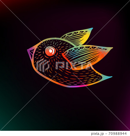 A multi-colored decorative bird. Vector illustration 70988944