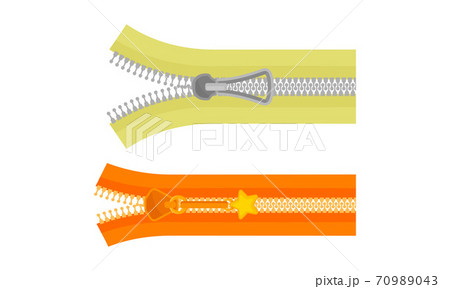 Zip Fastener with Protruding Teeth and Slider Vector Set 70989043