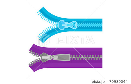 Zip Fastener with Protruding Teeth and Slider Vector Set 70989044