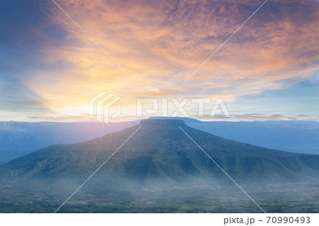 Phu Pa Po,Big mountain and beautiful sunset background at Loey province of Thailand, Fuji mountain Phu Pa Po,Big mountain and beautiful sunset background at Loey province of Thailand, Fuji mountain 70990493