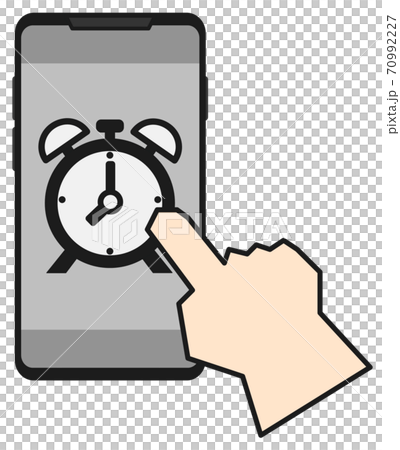 スマホでタイマー設定をするイラストのイラスト素材