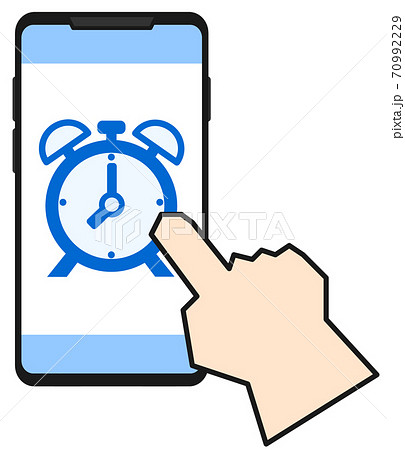 スマホでタイマー設定をするイラストのイラスト素材