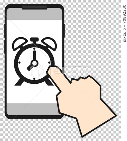 スマホでタイマー設定をするイラストのイラスト素材 スマホでタイマー設定をするイラストのイラスト素材