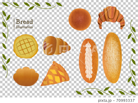 Material illustrations of various types of sweet bread 70993337