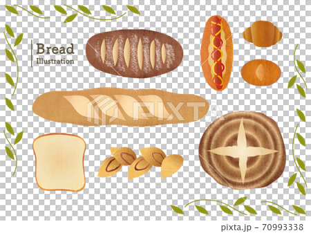 Material illustrations of various kinds of side dish bread 70993338