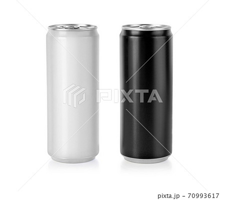White and Black Metal Aluminum Beverage Drink Can 500ml, 70993617
