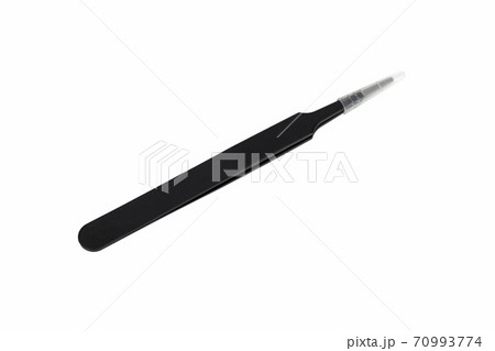 Black metal tweezer with antistatic coating. Black metal tweezer with antistatic coating. 70993774