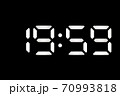 Real white led digital clock on black background 70993818