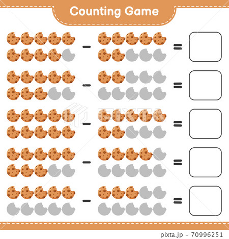Counting game, count the number of Cookies and write the result. Educational children game, printable worksheet, vector illustration 70996251