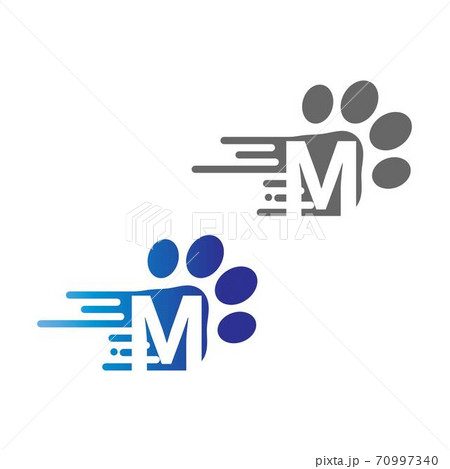 Letter M icon on paw prints logo Letter M icon on paw prints logo 70997340