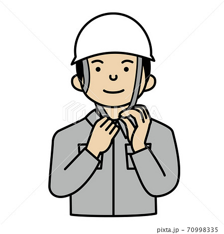 ヘルメットをかぶる作業員 男性x白色のイラスト素材