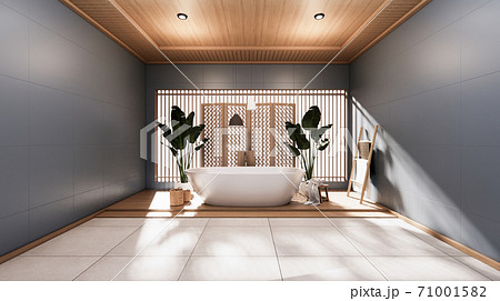 dark bathroom japanese style .3D rendering 71001582