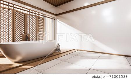 The Tropical bathroom japanese style .3D rendering 71001583