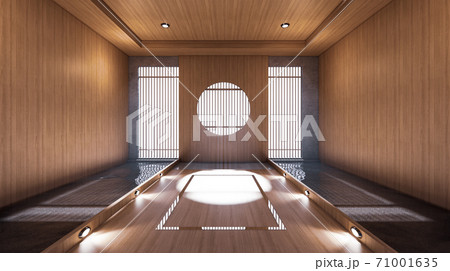 The hallway like Japanese room has a side pool design room is spacious And light in natural tones. 3D rendering The hallway like Japanese room has a side pool design room is spacious And light in natural tones. 3D rendering 71001635
