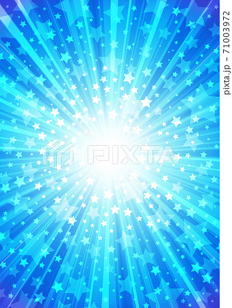 背景画像素材 放射状に散らばる星の背景 青 縦位置 集中線 スピード感 のイラスト素材