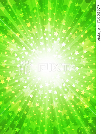 背景画像素材 放射状に散らばる星の背景 緑 集中線 スピード感 のイラスト素材