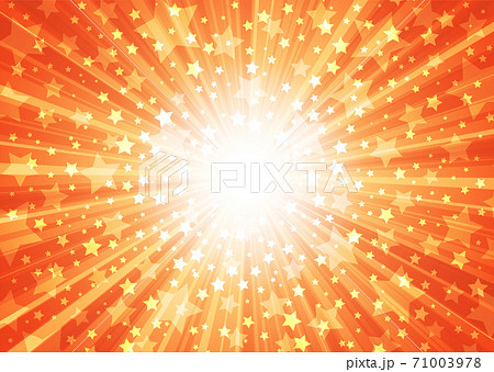 【背景画像素材】放射状に散らばる星の背景 赤 横位置【集中線・スピード感】 71003978