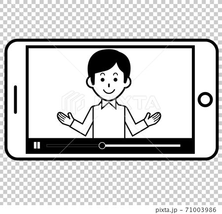 配信された動画をスマートフォンで視聴するイラストのイラスト素材