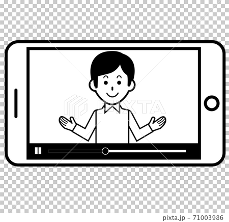 配信された動画をスマートフォンで視聴するイラストのイラスト素材