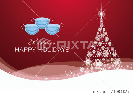 vector of christmas tree and face masks with holiday message 71004827