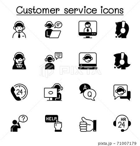 Set of Customer service related vector icons. contains such Icons as support, call center, operator 71007179