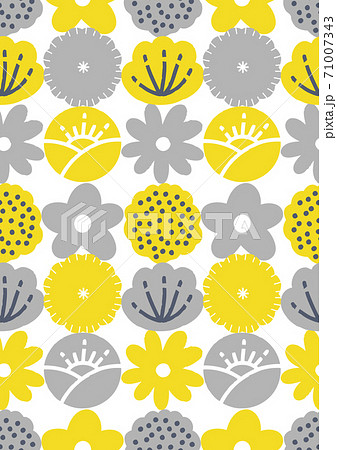 北欧風の花のシームレスパターンのイラスト素材 71007343 Pixta