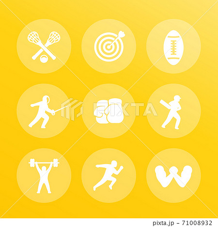 sports icons set, archery, boxing, lacrosse 71008932