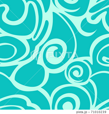 turquoise seamless pattern of waves and abstract shapes for printing on fabric and wrapping paper. 71010239