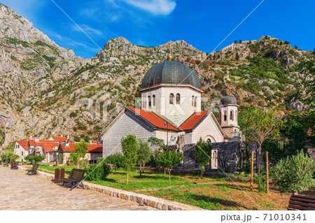 Church of St. Nicholas in Kotor, sunny day, Montenegro 71010341