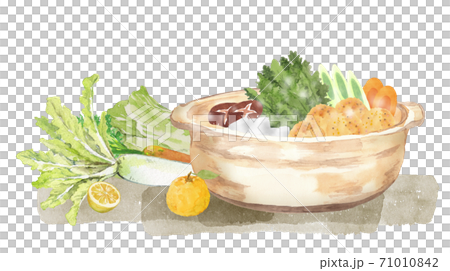 鍋料理と野菜　水彩画 71010842