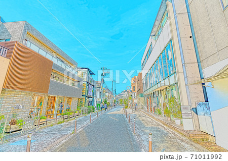 [アニメ風] 東京の都市風景 渋谷 キャットストリート周辺の風景 71011992